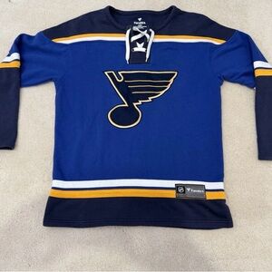 St. Louis Blues Fanatics Lace-Up Jersey Sweatshirt Men’s Large Blue NHL